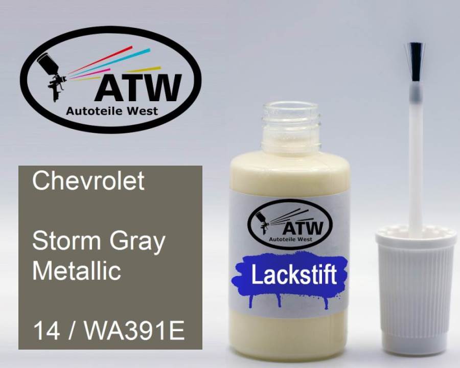 Chevrolet, Storm Gray Metallic, 14 / WA391E: 20ml Lackstift, von ATW Autoteile West.
